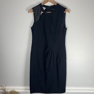 Nanette Lepore Black Sleeveless Dress 8 Leather Accent